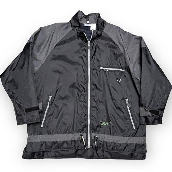Reebok Vintage 90s Lightweight Retro Black Windbreaker Track Jacket Mens Medium - Picture 1 of 4